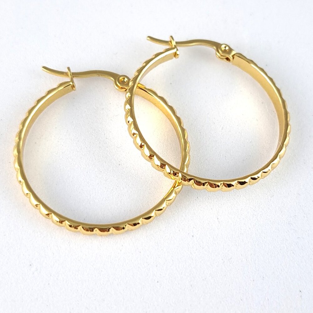 NWOT  Simple Pair of Gold Hoops